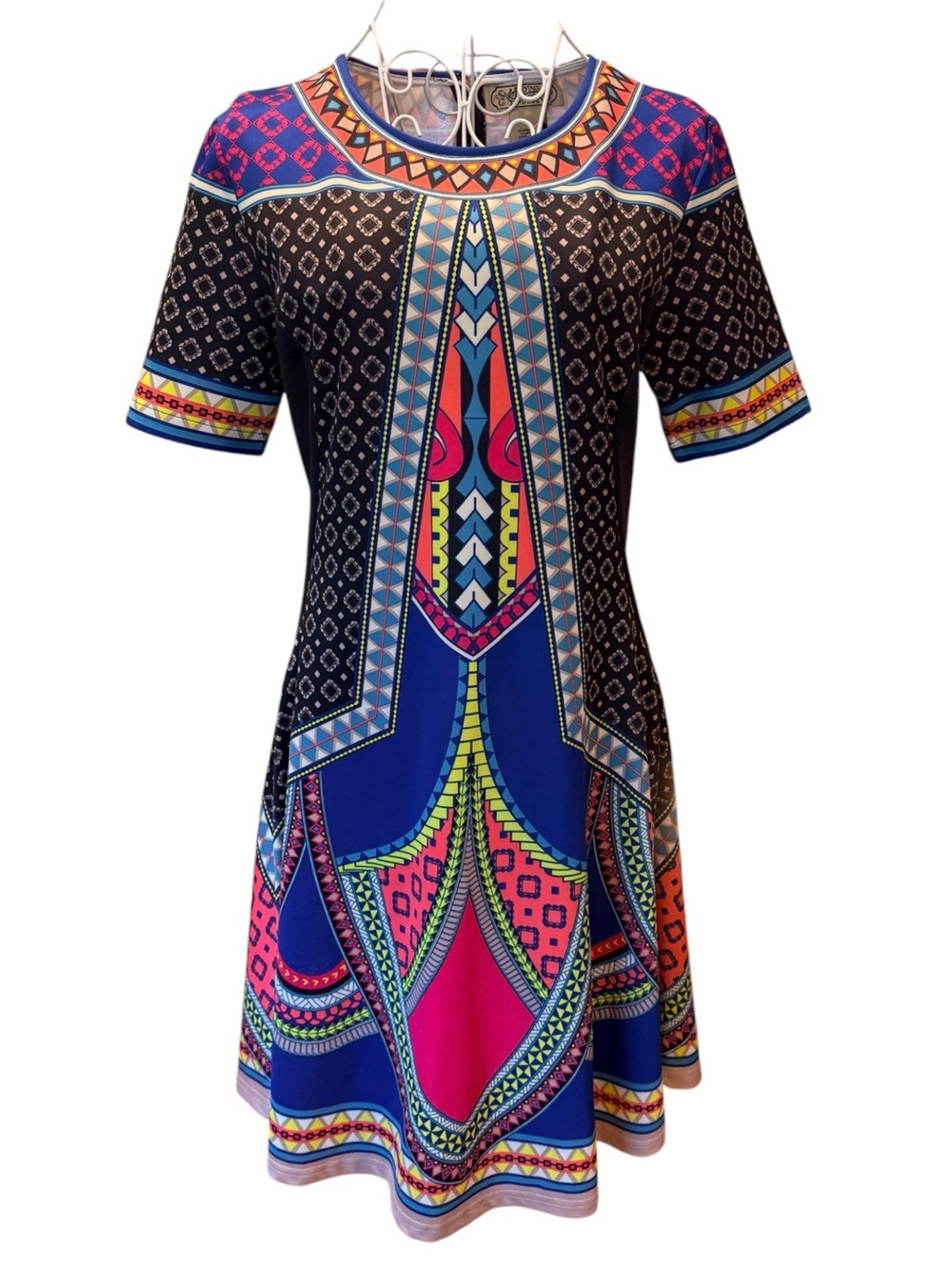 Flying Tomato Womens Tribal Geometric Mini Dress Boho Size Large